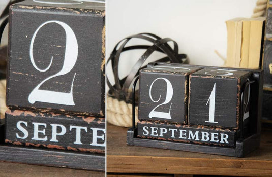 Distressed Wooden Block Perpetual Calendar General VIP