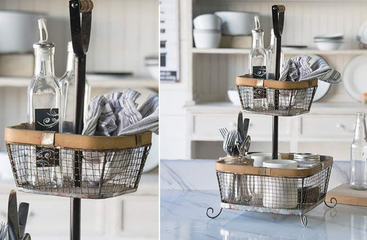 Natural Two Tier Basket Stand General VIP