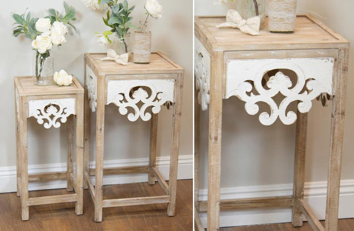 Ornate Detailed Side Tables Set of 2 General VIP