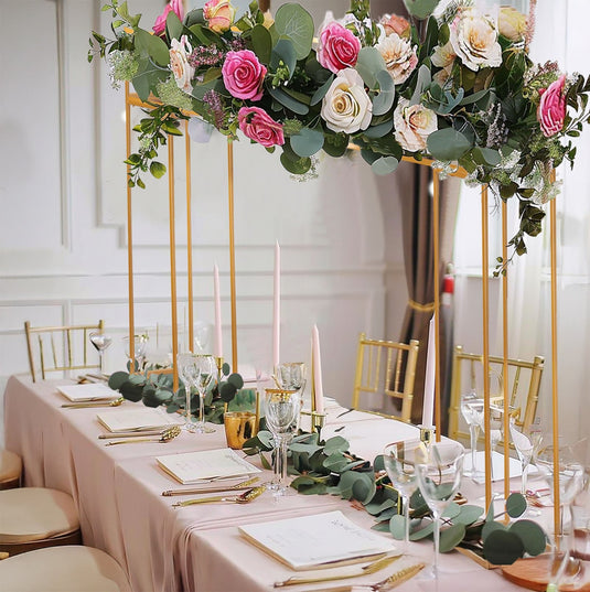 5ft Over the Table Stand in Gold, Freestanding Rectangular Double Frame Over the Table Rod for Floral Balloon Décor Backdrops HIER_7200