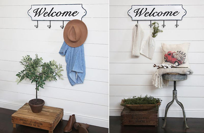 Distressed Enamel Welcome Sign Wall Rack General UMA