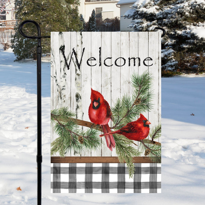 Welcome Red Cardinal Garden Flag 12x18 inch Gift Cotton and Crate