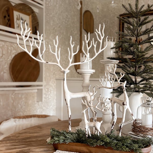 Handcrafted White Merry Reindeer, Set of 3 General ABH