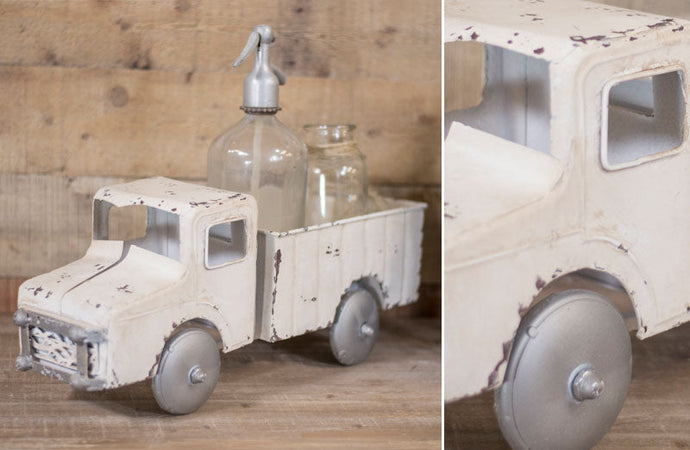 Vintage White Truck Planter General VIP