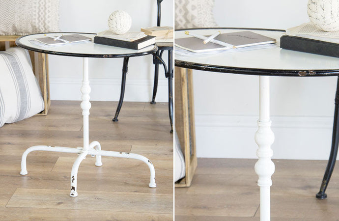 Oval Distressed Enamel Side Table General VIP