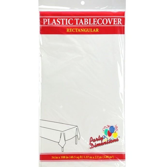 Tablecover Plastic White Rectangular 54'' X 108'' Table Cover Party Dimensions