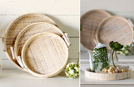 Wicker Trays With Handles, Set of 3 General VIP