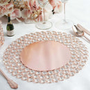 Wired Metal Round Charger Plate 14" in Rose Gold with Acrylic Crystal Beads, Glamorous Decorative Dinner Charger Tableware Decorative Chargers PROstorez Default Title