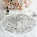 Wired Metal Round Charger Plate 14" in SIlver with Acrylic Crystal Beads, Glamorous Decorative Dinner Charger Tableware Decorative Chargers PROstorez Default Title