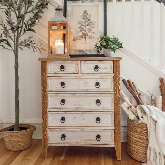 Two-Toned Weathered Wooden Chest of Drawers General ABH