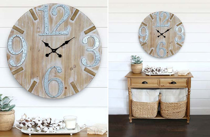 *HUGE* Wooden Clock With Galvanized Numbers General VIP