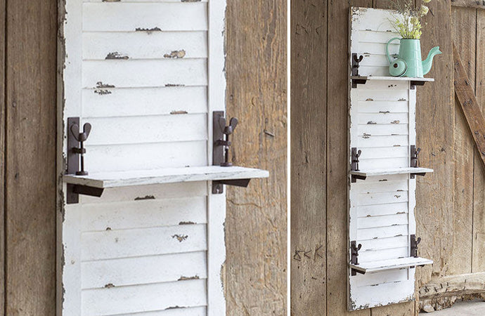 White Distressed Shutter Shelf General CT