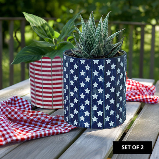 Patriotic Slatted Americana Barrels, Set of 2 General TP