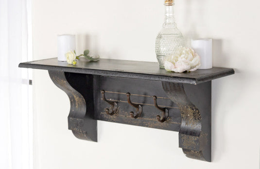 Wooden Corbel Shelf With Hooks General VIP