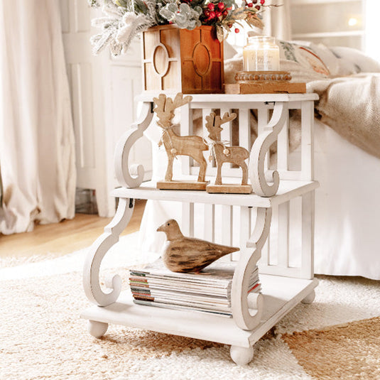 Two Tier White Scroll End Table Whats trending ABH