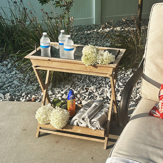 Indoor/Outdoor Folding Table with Removable Metal Tray Whats trending ABH