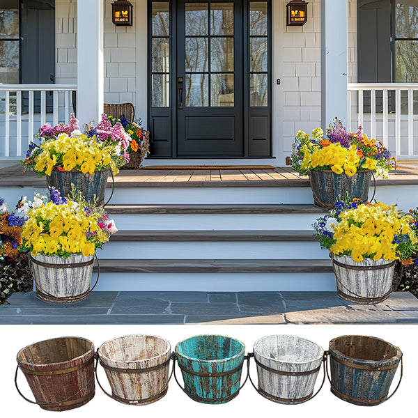 Antiqued Finish Wooden Bucket with Handles, Pick Your Color Whats trending CIMA