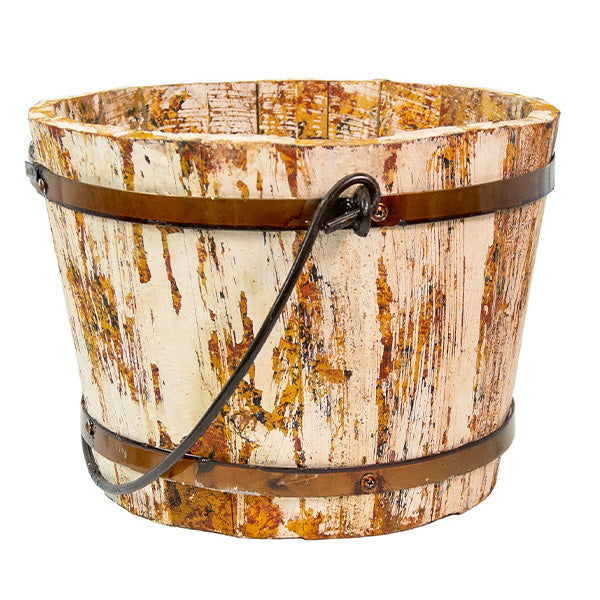 Load image into Gallery viewer, Antiqued Finish Wooden Bucket with Handles, Pick Your Color Whats trending CIMA
