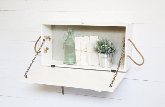 *HUGE* White Washed Wooden Box Shelf General VIP