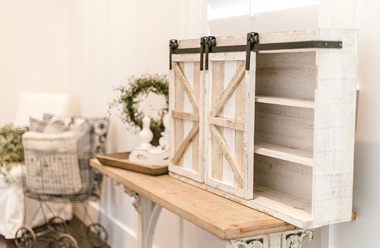 White Washed Barn Door Cabinet General WG