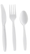 Wrapped White Heavy Weight Plastic Cutlery Pack with Knife, Fork, and Spoon - 500/Case Flatware Sets PROstorez