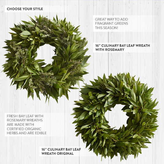 16 Inch Culinary Bay Leaf Wreath, Choose Your Style General MF