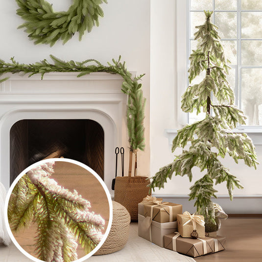 Artificial Frosted Snowy Christmas Tree with Burlap Sack General KAL