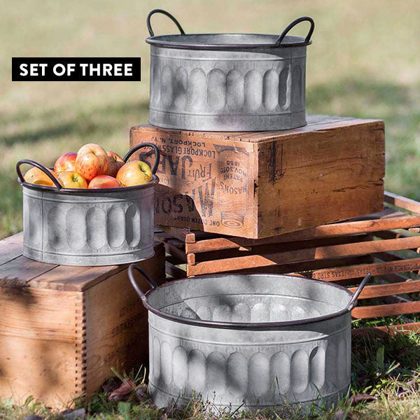 Large Galvanized Apple Baskets, Set of 3 General CT