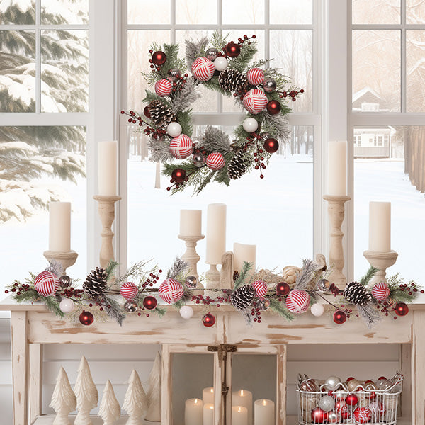 Load image into Gallery viewer, Peppermint Striped Artificial Christmas Arrangements, Choose Your Style Whats trending TP
