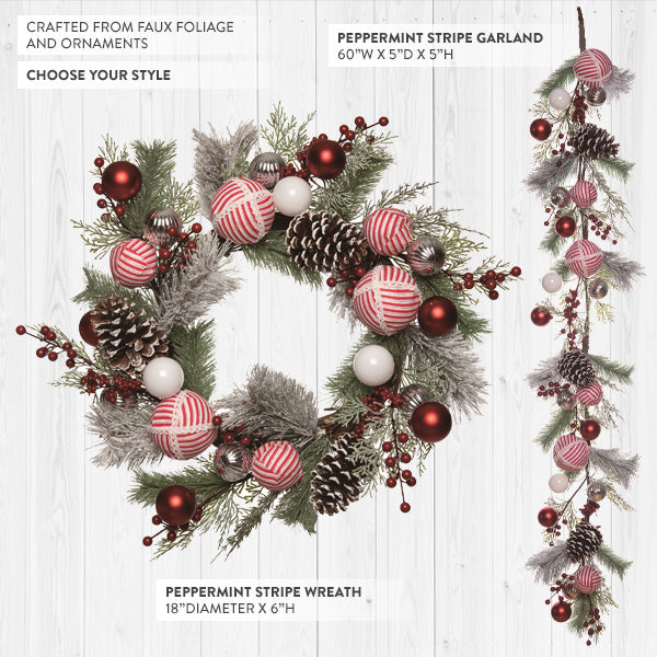 Load image into Gallery viewer, Peppermint Striped Artificial Christmas Arrangements, Choose Your Style Whats trending TP
