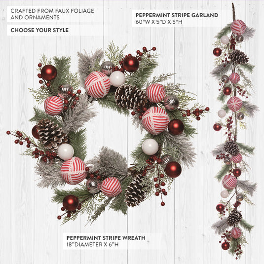 Peppermint Striped Artificial Christmas Arrangements, Choose Your Style Whats trending TP