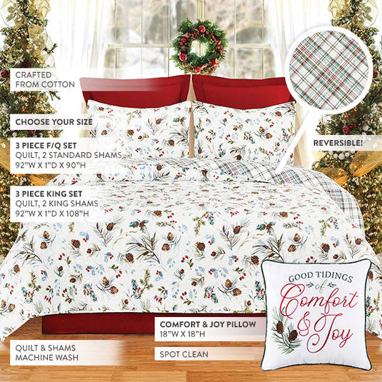 Holly Reversible Quilt Set, Choose Your Size General CNF