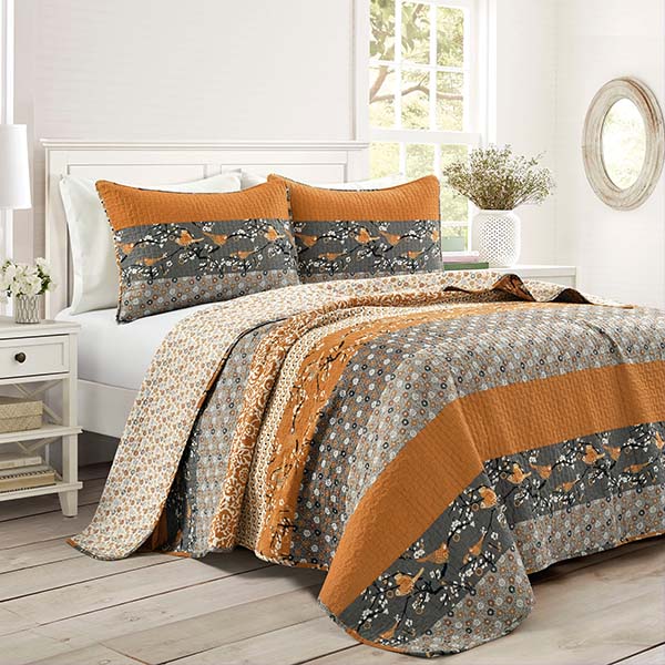 Reversible Pick-Stitch Autumn Quilt 3 Piece Set, Pick Your Size Whats trending THF