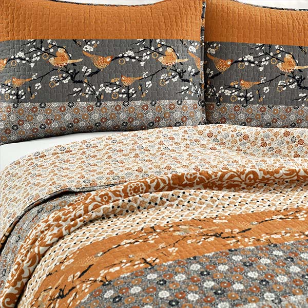 Load image into Gallery viewer, Reversible Pick-Stitch Autumn Quilt 3 Piece Set, Pick Your Size Whats trending THF
